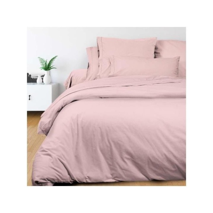 SOLEIL d'OCRE Drap plat Camille - Coton percale - 180 x 290 cm - Rose