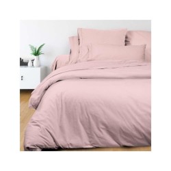 SOLEIL d'OCRE Drap plat Camille - Coton percale - 240 x 300 cm - Rose