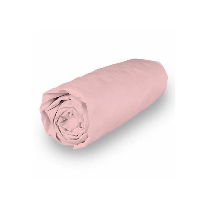 SOLEIL d'OCRE Drap housse Camille - Coton percale - 90 x 190 cm - Rose