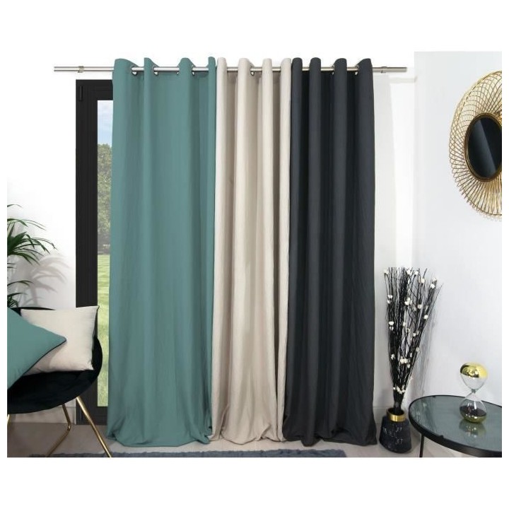 SOLEIL d'OCRE Rideau a oeillets Boheme - 135 x 250 cm - Bleu