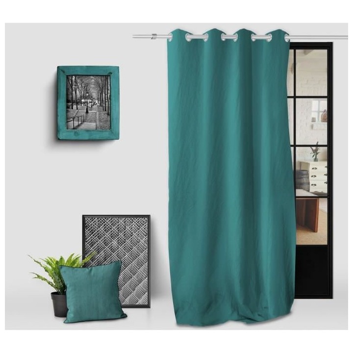 SOLEIL d'OCRE Rideau a oeillets Boheme - 135 x 250 cm - Bleu