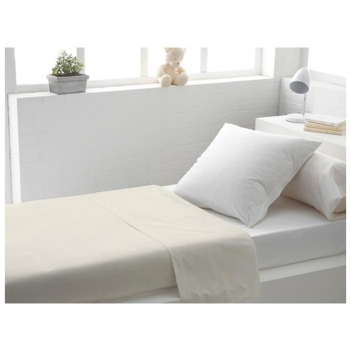 SOLEIL d'OCRE Drap plat 100% Coton 180x290cm Ecru