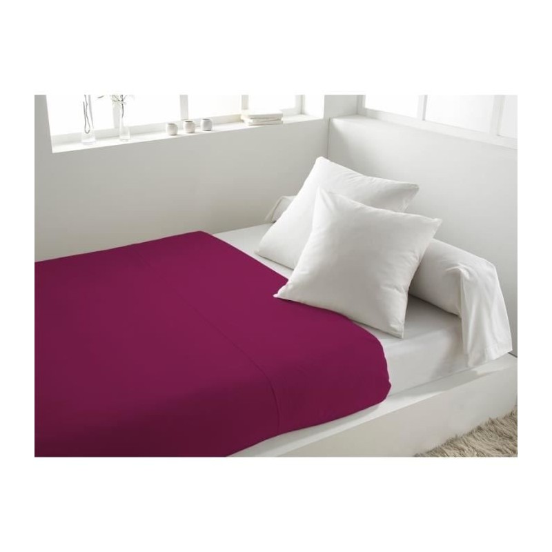 SOLEIL d'OCRE Drap plat 100% Coton 260x300cm Cassis