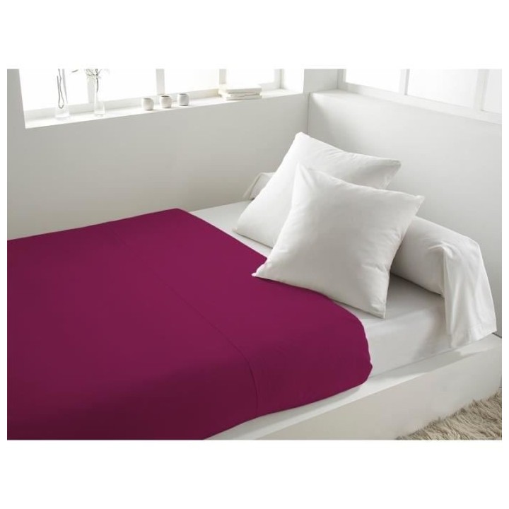 SOLEIL d'OCRE Drap plat 100% Coton 260x300cm Cassis