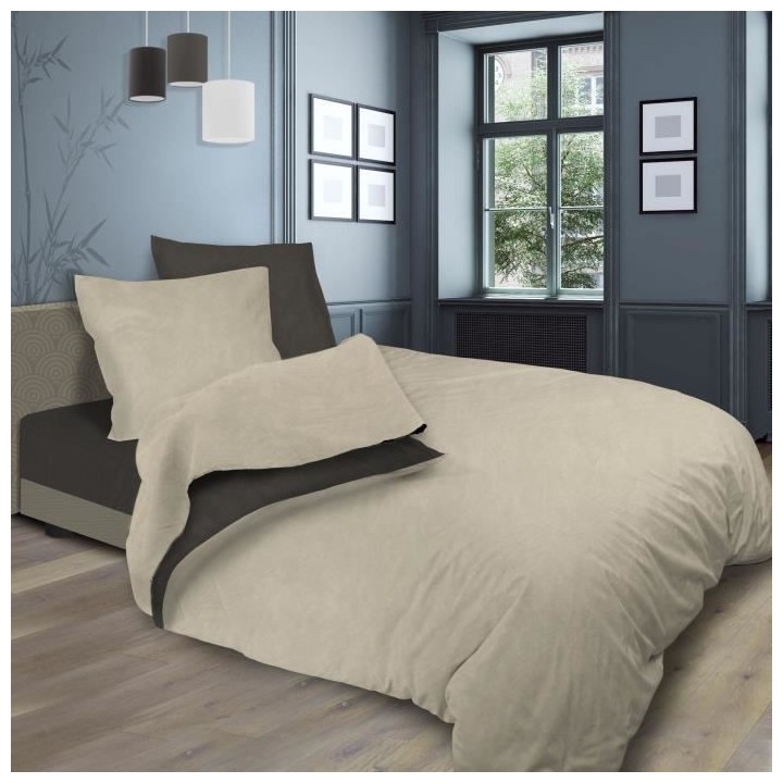 SOLEIL d'OCRE Parure de lit bicolore - Coton lavé - 240 x 290 cm - Li