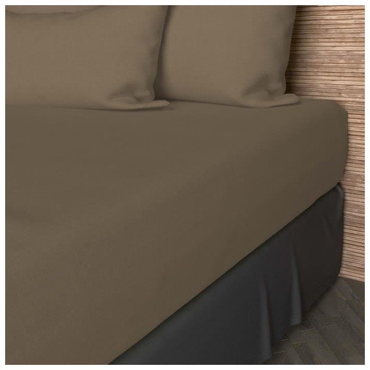 SOLEIL D'OCRE Drap housse 90x190 cm en coton 57 Fils - Taupe
