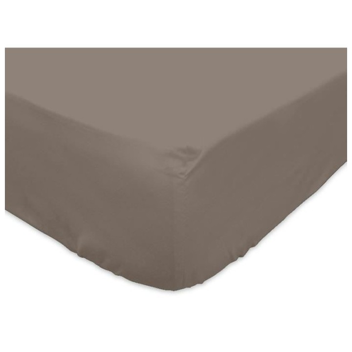 SOLEIL d'OCRE Drap housse 100% Coton 160x200 cm Taupe