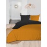 SOLEIL d'OCRE Parure de couette bicolore - Coton lavé - 220 x 240 cm - Jaune moutarde et gris anthracite