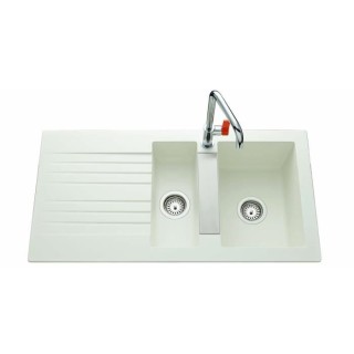 EWI Evier cuisine a encastrer 1,5 bac + 1 égouttoir Soledad - Résine