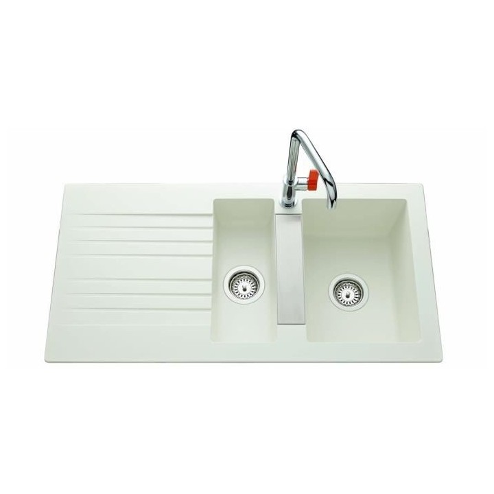 EWI Evier cuisine a encastrer 1,5 bac + 1 égouttoir Soledad - Résine