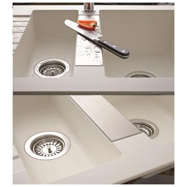 EWI Evier cuisine a encastrer 1,5 bac + 1 égouttoir Soledad - Résine