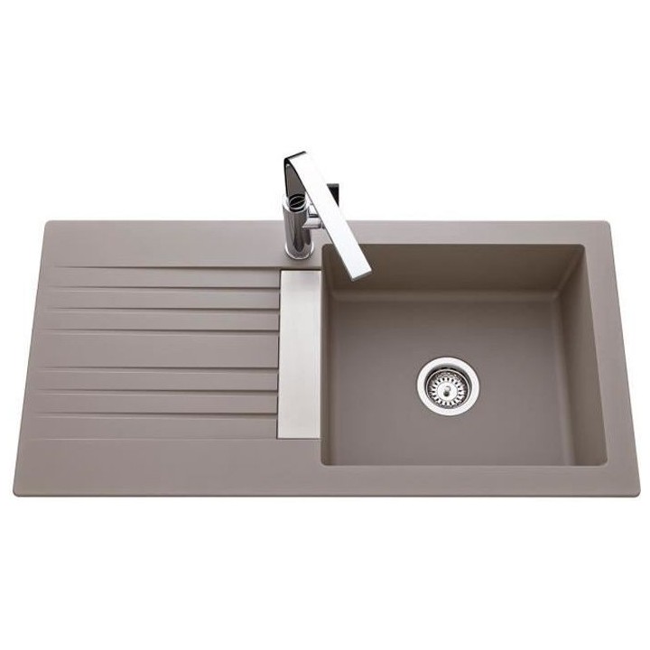 EWI Evier cuisine a encastrer 1 grand bac + 1 égouttoir Soledad - Ré