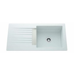 EWI Evier cuisine a encastrer 1 grand bac + 1 égouttoir Soledad - Résine - 100 x 50 cm - Blanc