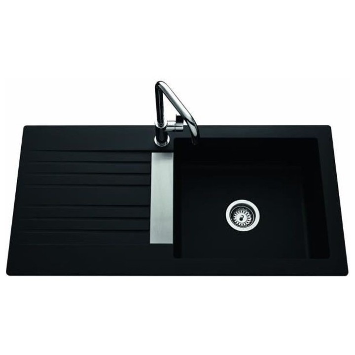 EWI Evier cuisine a encastrer 1 grand bac + 1 égouttoir Soledad - Ré