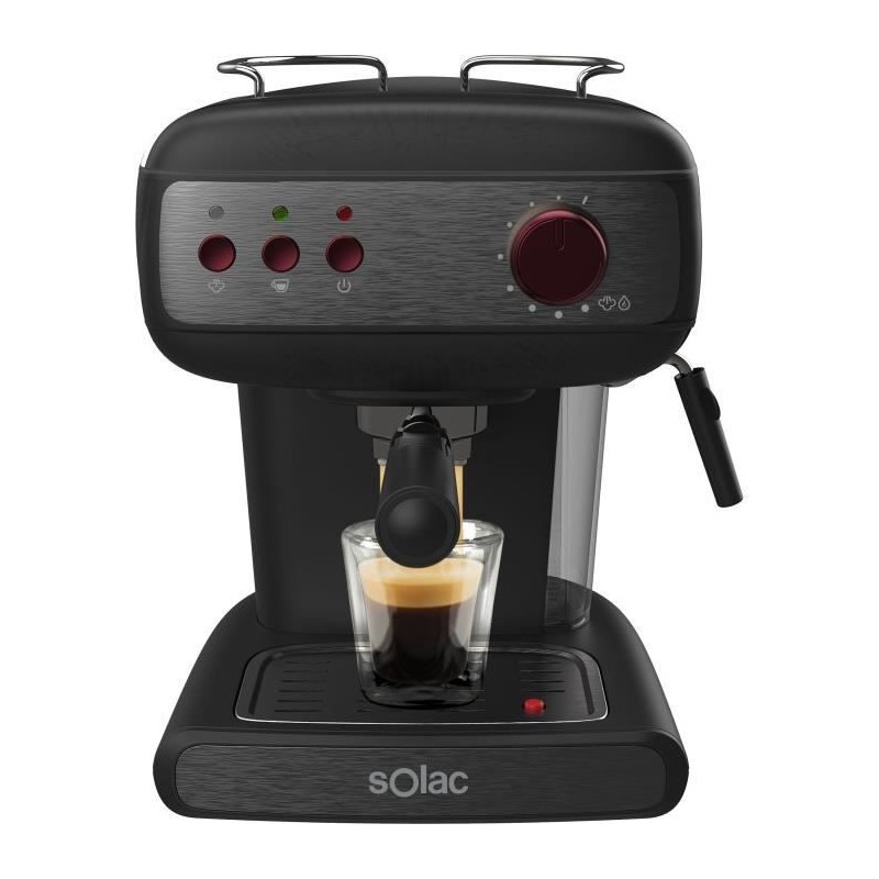 SOLAC Stillo 20 bar - Machine a expresso - 850W - 20 bars - Systeme Extra Cream- Buse vapeur - Réservoir 1,5L - Noir