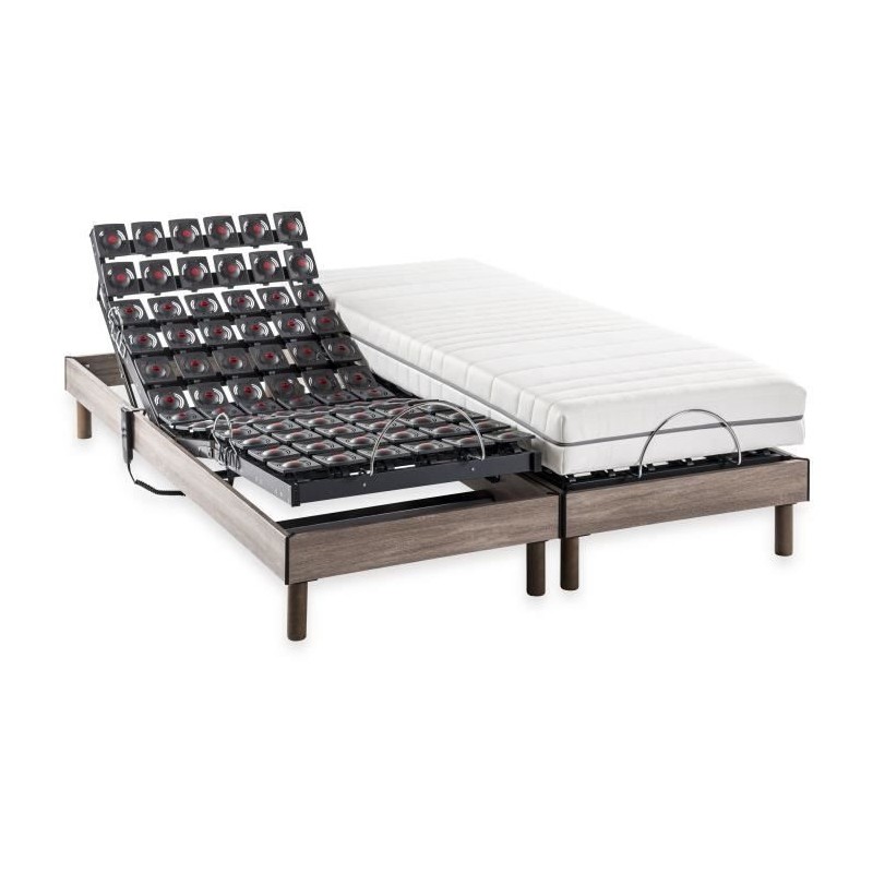 DEKO DREAM Ensemble matelas+sommier relaxation électrique ERGO 9 Dreamzone - 2x80x200 cm - Matelas ressorts ensachés