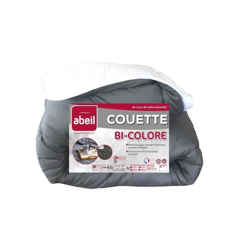 ABEIL Couette Bicolore - 220 x 240 cm - Blanc et gris