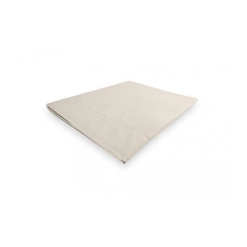 SOLEIL d'OCRE Drap plat Camille - Coton percale - 260 x 300 - Ecru