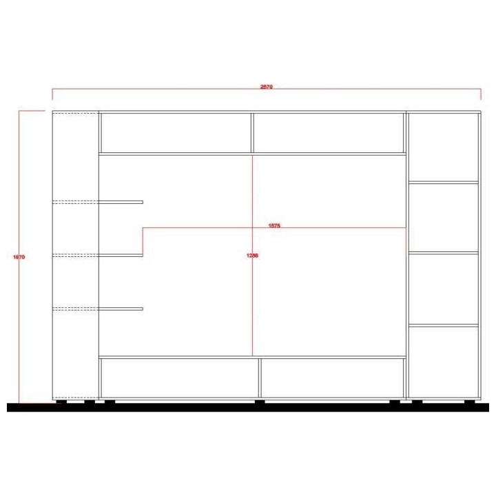 SIENNA Composition murale TV - Laqué blanc et béton - L295 x P30 x H