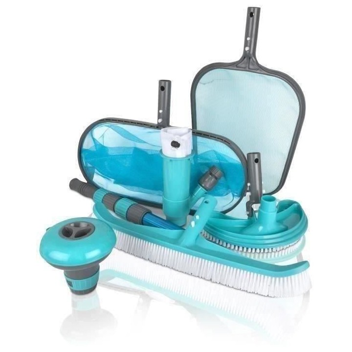 SPOOL Kit d'entretien de piscine 8 accessoires : manche, brosse ligne