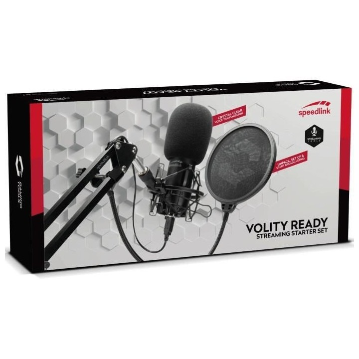 SPEED LINK Kit Streaming Volity Ready - Ensemble micro + Bras + Filtre