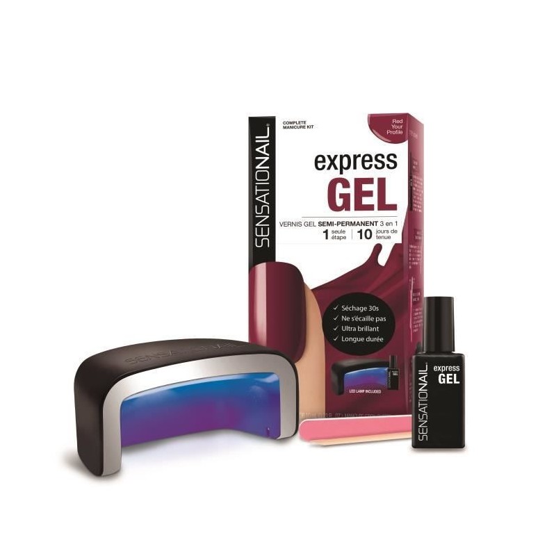 SENSATIONAIL Starter Kit Express Gel vernis gel semi-permanent Red Your Profile 3en 1 - Rouge