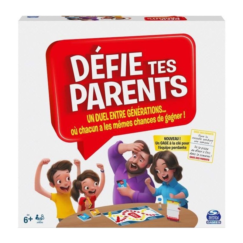 SPIN MASTER GAMES - DÉFIE TES PARENTS Edition Lancez les paris - 6062195 - Jeu de Société - Jeu Convivial Questions & Défis