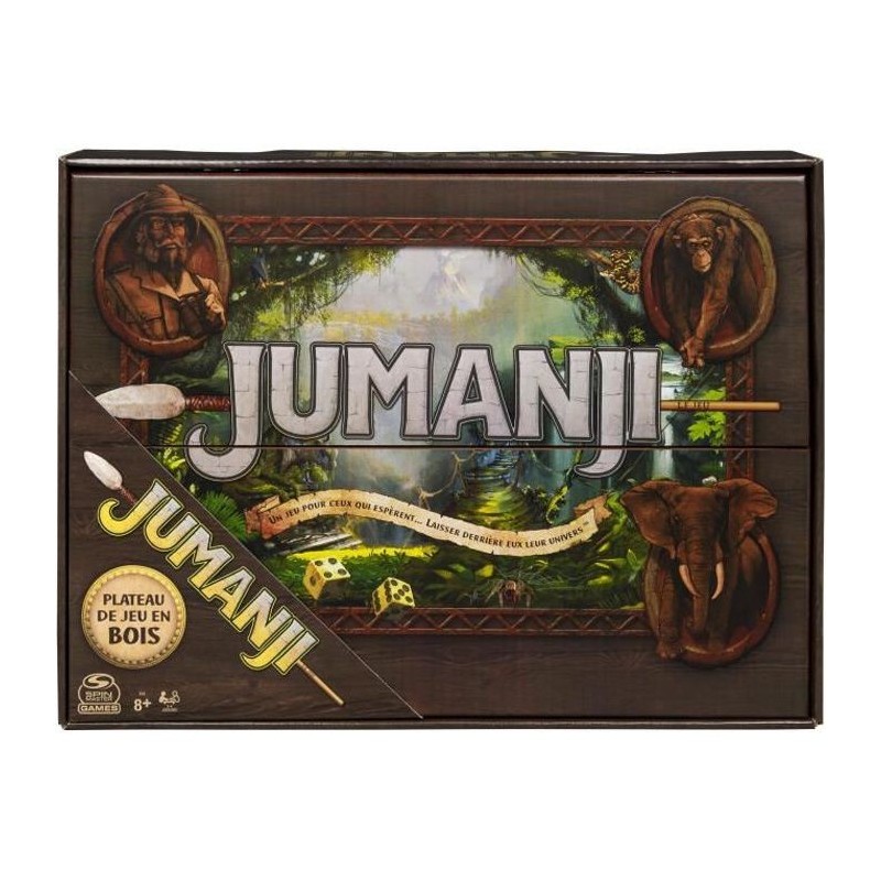 JEU JUMANJI PLATEAU BOIS rétro - 6062543 - Jeu de Société Avec Nombreux Défis Et Ambiance Film - Coffret de Jeu en Bois Vers