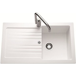 EWI Evier cuisine a encastrer 1 bac + 1 égouttoir Spirelle - Résine