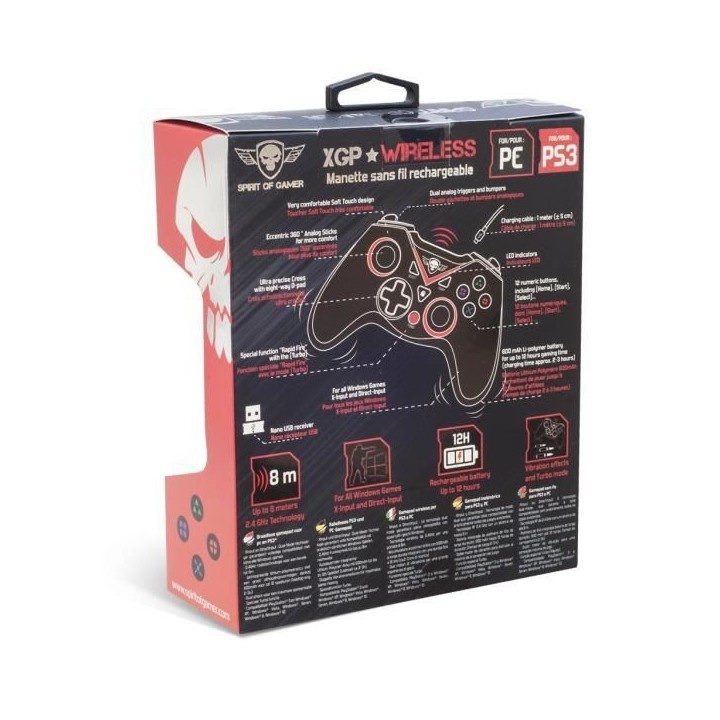 SPIRIT OF GAMER Manette Gamer Xtrem Gamepad - Sans Fil - 12 boutons -