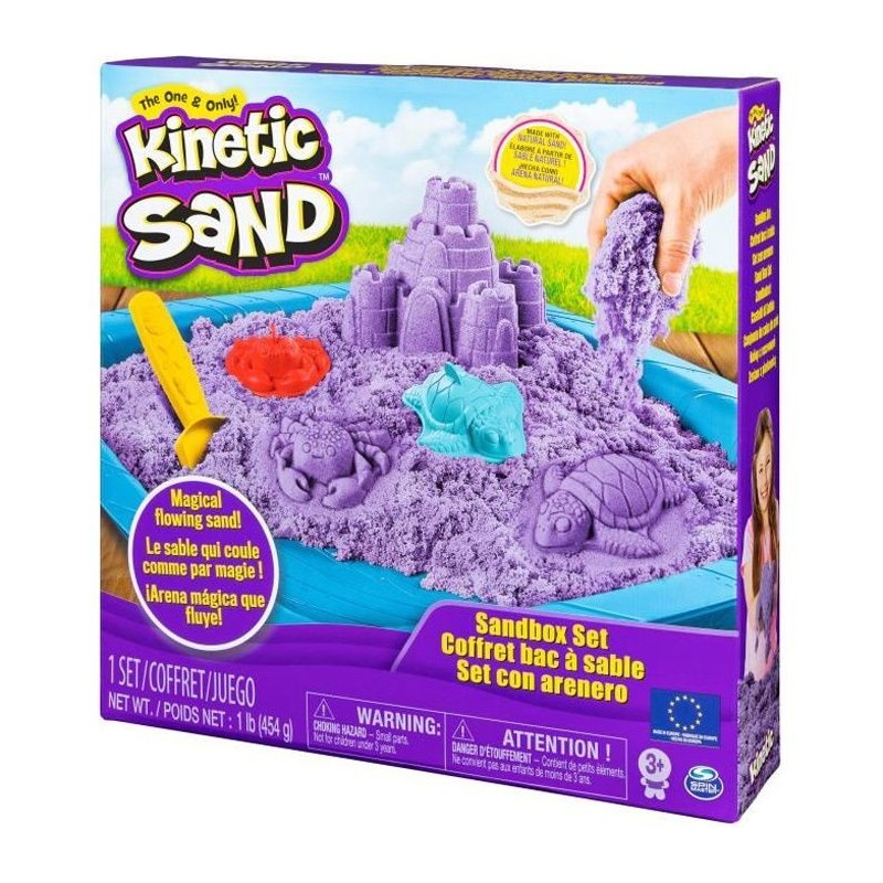 SABLE MAGIQUE - KINETIC SAND - COFFRET CHÂTEAU-BAC a SABLE 454 G + 4 ACCESSOIRES - 6024397 - Sable a modeler - Modele Aléatoir