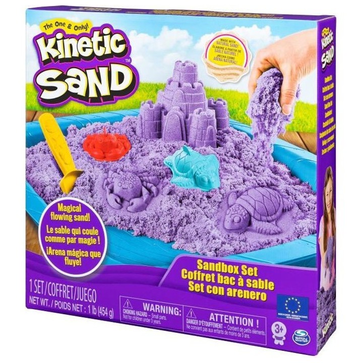 SABLE MAGIQUE - KINETIC SAND - COFFRET CHÂTEAU-BAC a SABLE 454 G + 4