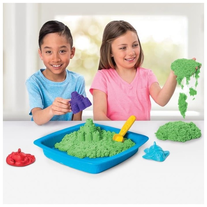 SABLE MAGIQUE - KINETIC SAND - COFFRET CHÂTEAU-BAC a SABLE 454 G + 4