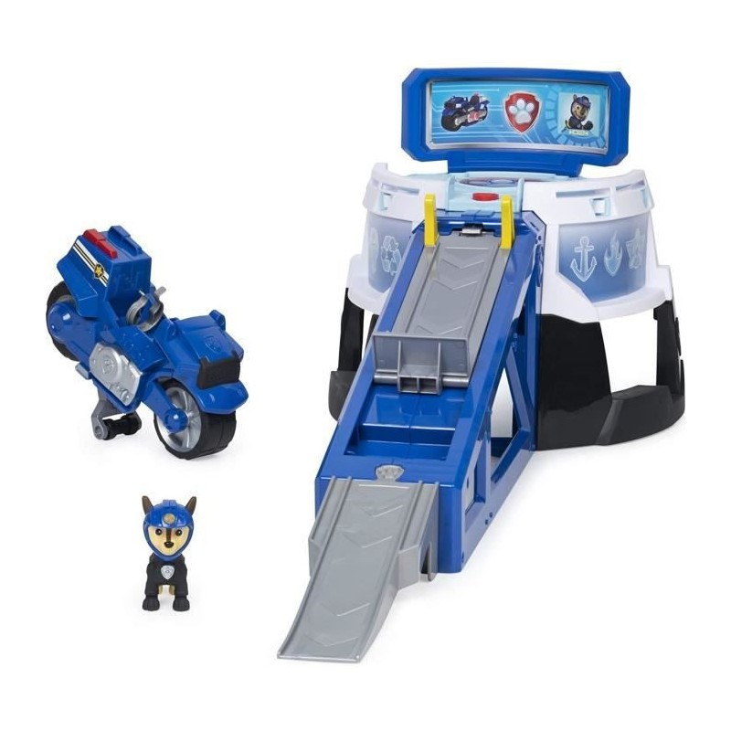 PAT PATROUILLE - PLAYSET LANCEUR MOTO PUPS Paw Patrol Avec Lanceur Interactif + Figurine Chase – 6060233 - Jouet Enfant 3 Ans