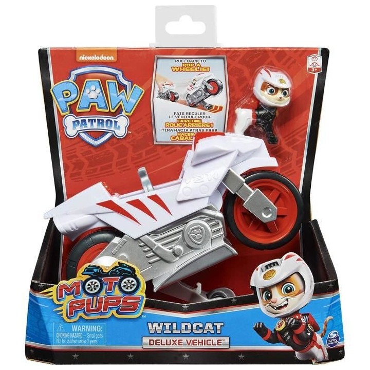 PAT PATROUILLE - VEHICULE + FIGURINE AMOVIBLE WILDCAT Chascadeur MOTO