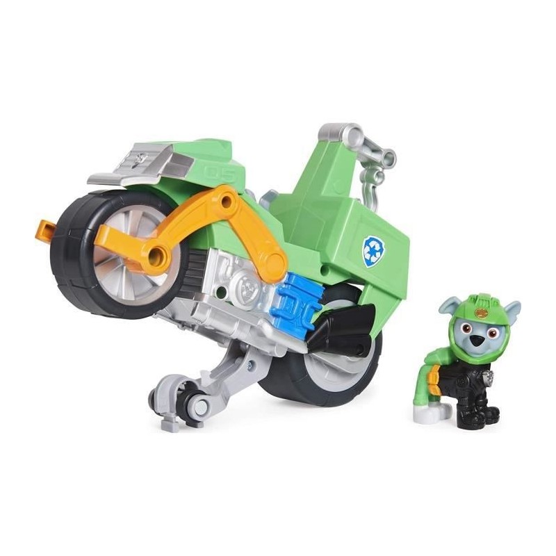 PAT PATROUILLE - VEHICULE + FIGURINE AMOVIBLE ROCKY MOTO PUPS Paw Patrol - Moto Rétrofriction - 6060545 - Jouet Enfant 3 Ans et