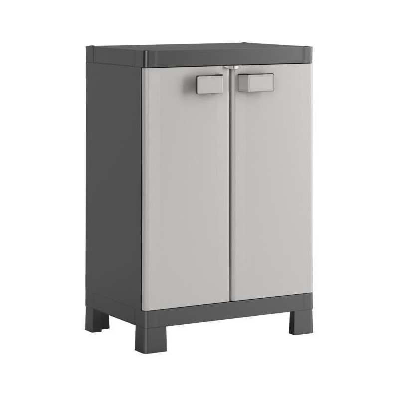 KETER | ARMOIRE BASSE LOGICO, Noir / Gris, 65 x 45 x 97 cm