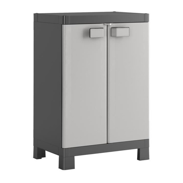 KETER | ARMOIRE BASSE LOGICO, Noir / Gris, 65 x 45 x 97 cm