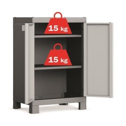 KETER | ARMOIRE BASSE LOGICO, Noir / Gris, 65 x 45 x 97 cm