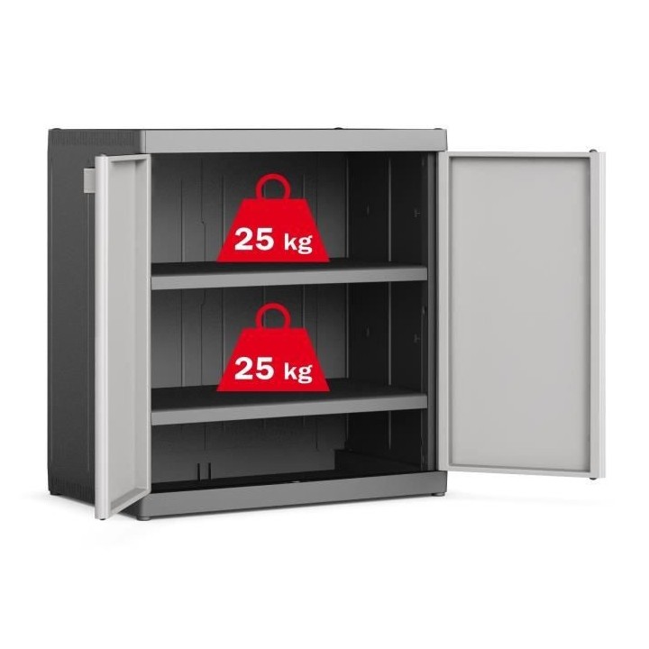 KETER | ARMOIRE BASSE LOGICO XL, Noir / Gris, 89 x 54 x 93 cm