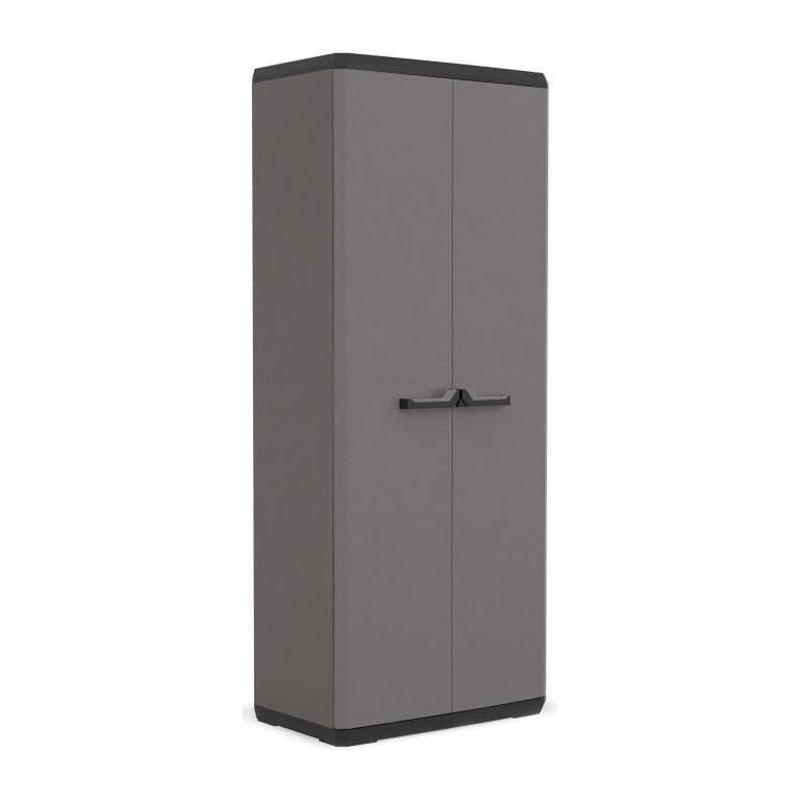 KETER | ARMOIRE HAUTE PIU, Gris / Noir, 68 x 39 x 166 cm