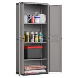 KETER | ARMOIRE HAUTE PIU, Gris / Noir, 68 x 39 x 166 cm