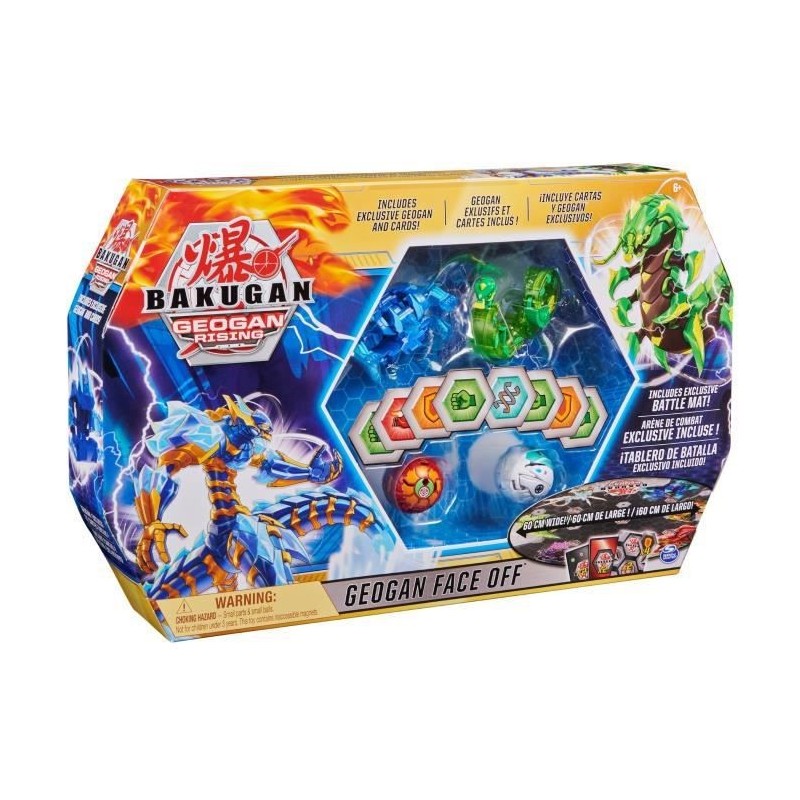 BAKUGAN - Coffret Face Off Bakugan Saison 3 - 6063623 - Figurines et Arene Bakugan transportable Geogan Rising