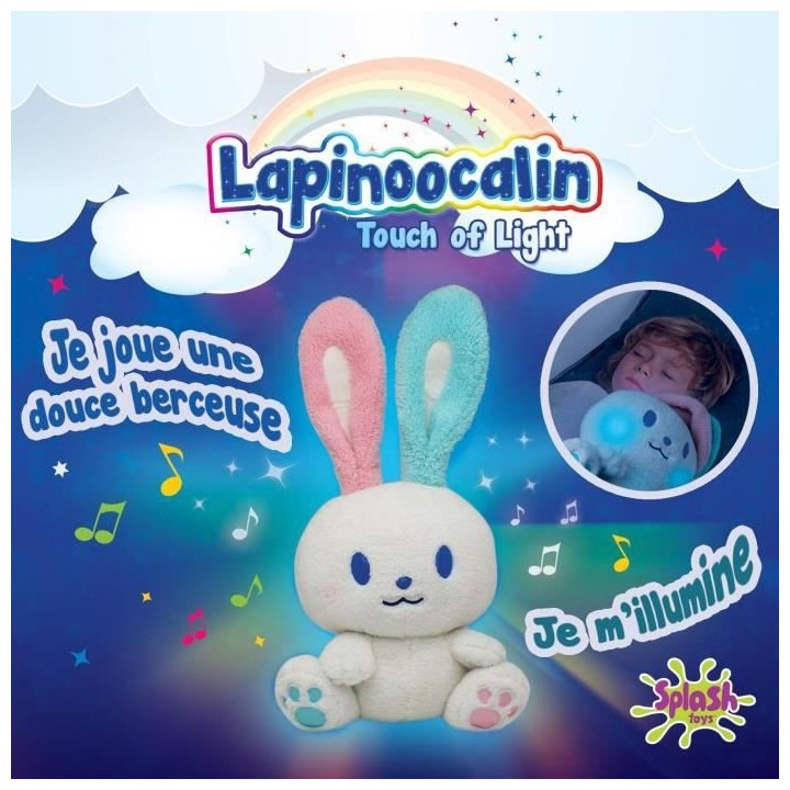 Peluche veilleuse Lapinoocalin - Son et Lumiere - 50 cm