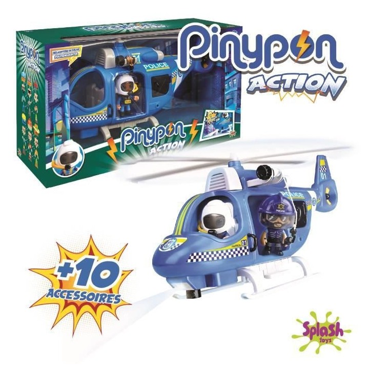Pinypon Action - L'hélicoptere de police - 1 figurine incluse