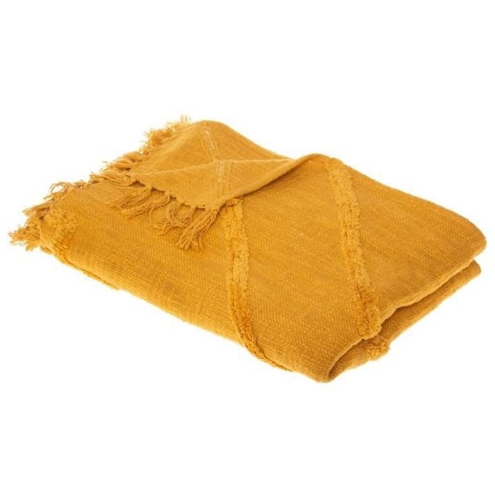Jeté de lit Tuft Inca - 130 x 180 cm - Jaune ocre