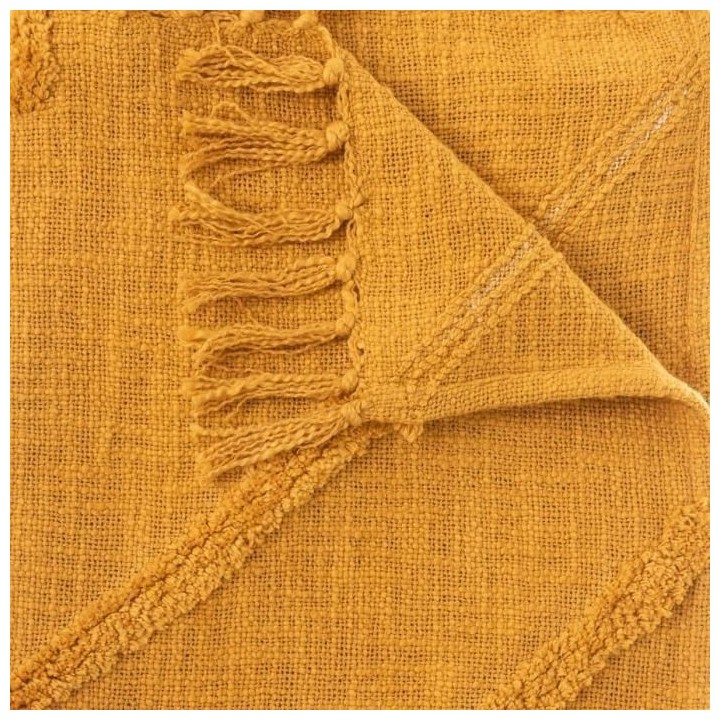 Jeté de lit Tuft Inca - 130 x 180 cm - Jaune ocre