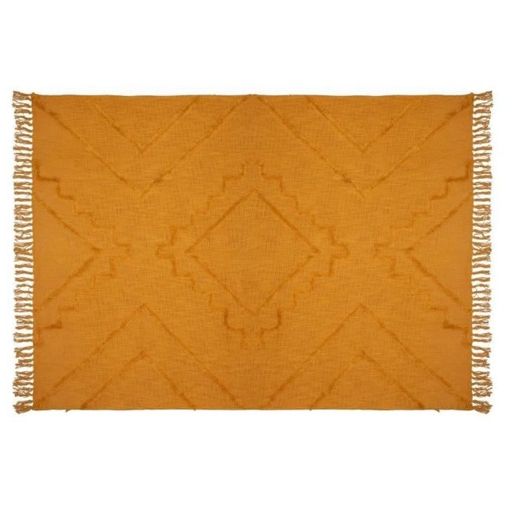 Jeté de lit Tuft Inca - 130 x 180 cm - Jaune ocre