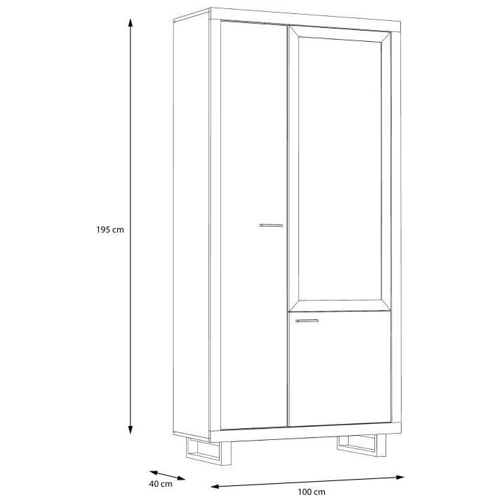 Vitrine 1 porte vitrée 2 portes + éclairage inclus - Décor béton f