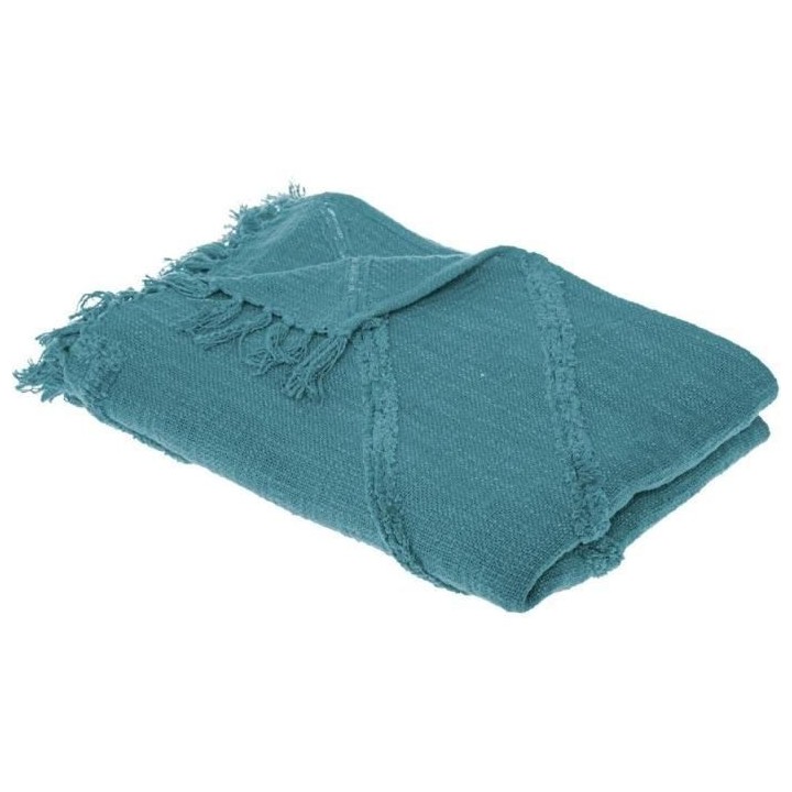 Jeté de lit Tuft Inca - 130 x 180 cm - Bleu canard